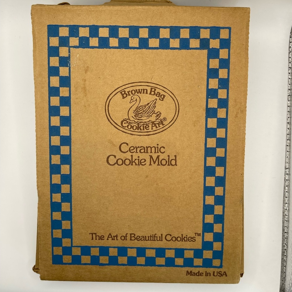 Brown Bag Vintage Ceramic Cookie Molds 3 Holiday Large Recipe Angel Tree Floral